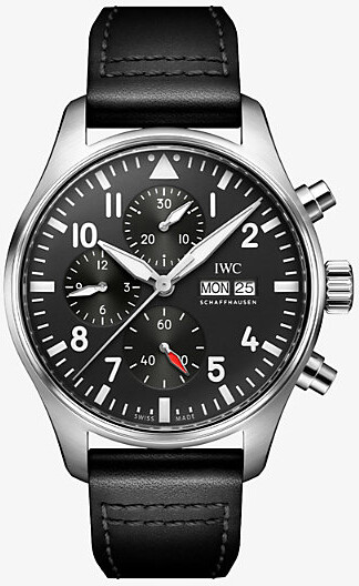 IWC Mens Pilot's Chronograph Stainless-Steel Automatic Watch 43mm