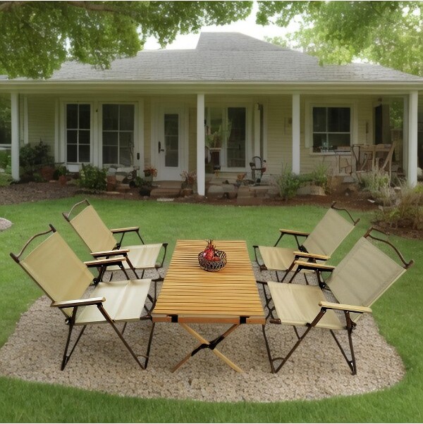 Akoasm5-PiecesPortableAndFoldablePatioDiningSetwithTableAndChairs-Natural