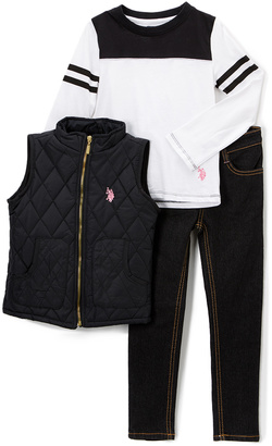 U.S. Polo Assn. Black Puffer Vest Set - Infant Toddler & Girls