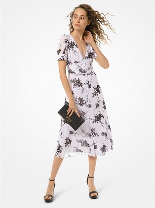 Michael Kors Floral Georgette Button-Front Dress - ShopStyle
