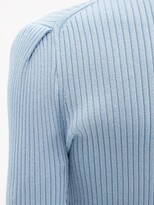 Thumbnail for your product : Self-Portrait Pussy-bow Lace-trimmed Ribbed Sweater - Light Blue