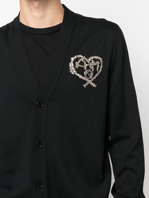 Alexander McQueen Heart-Embroidered Wool Cardigan