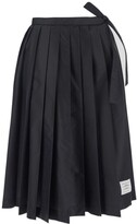 Thumbnail for your product : Thom Browne Logo Patch Pleated Midi Skirt
