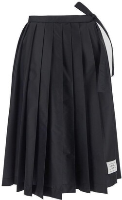 Thom Browne Logo Patch Pleated Midi Skirt