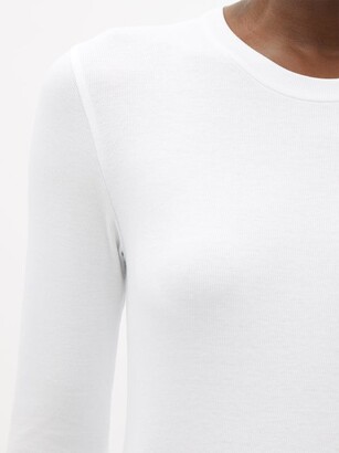 Brunello Cucinelli Ribbed Cotton-blend Jersey Long-sleeved T-shirt - White