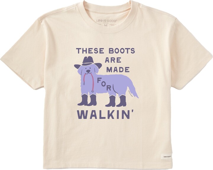 Life is Good Women's These Boots are Made for Walkin Dog Crusher Boxy Tee, X-Large