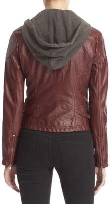 Free People Hooded Faux Leather Moto Jacket