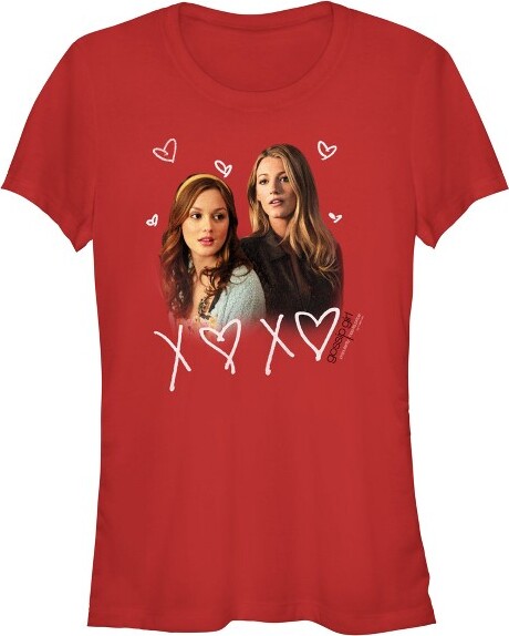 Gossip Girl Junior'sWomenGossipGirlBlairandSerenaXOXOT-Shirt-Red-2XLarge