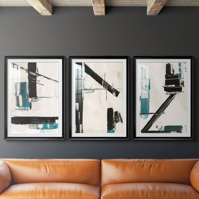 Hokku Designs Geometry Notes II -Custom Framed Premium Print W Matt - 3 Pieces