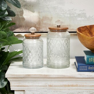 JoyJolt Kitchen Storage Jars with Airtight Bamboo Clamp Lids - 19 oz - Set  of 2