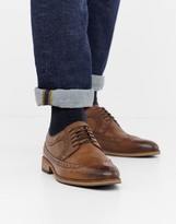 Thumbnail for your product : ASOS DESIGN Wide Fit brogue shoes in polished tan leather