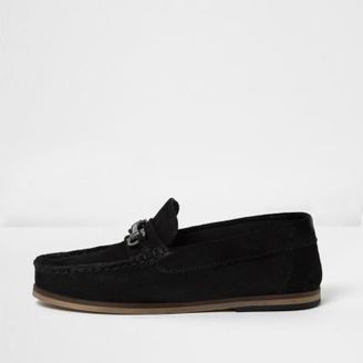 River Island Boys black suede snaffle loafers