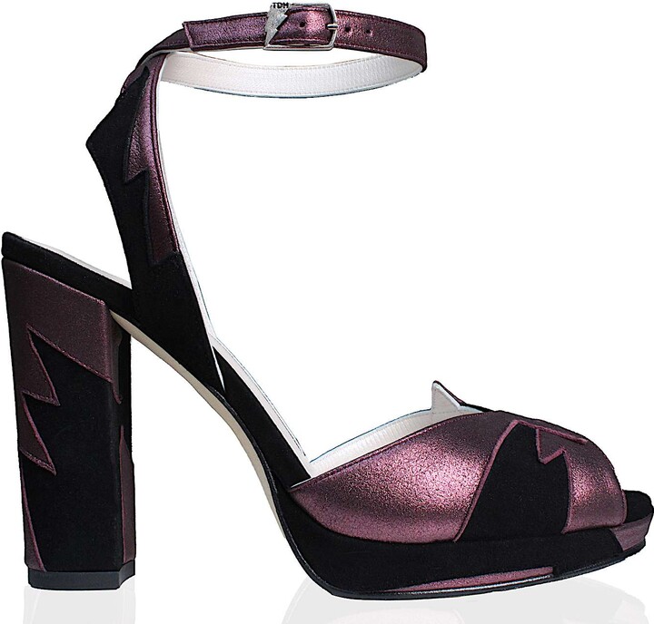 Terry De Havilland Zia Mid Black Grape Block Heel ShopStyle Pumps