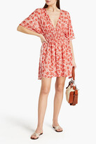 Thumbnail for your product : Majestic Filatures Shirred printed linen-jersey mini dress