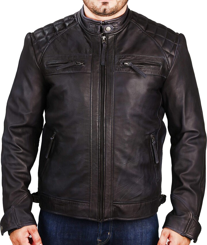 Superior Leather Garments Men's Biker Leather Jacket Diamond Quilted ...