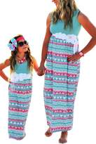Thumbnail for your product : Bohemia Bai You Mei Mommy and Daughter Sleeveless Printing Casual Maxi Dress 2XL