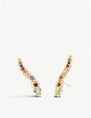 Kendra Scott Sinclair 14ct gold-plated brass and crystal earrings