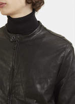Thumbnail for your product : Giorgio Brato Round Neck Leather Biker Jacket in Black