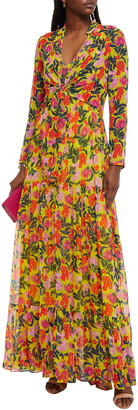 Saloni Alexia Tie-front Floral-print Silk-georgette Maxi Dress