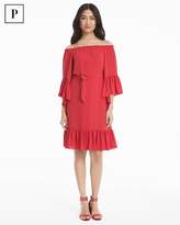 Thumbnail for your product : White House Black Market Petite Coral Off-the-Shoulder Flounce Dress