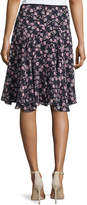 Thumbnail for your product : Nanette Lepore Asymmetric Floral Silk Skirt, Black/Multicolor