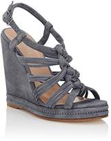 Thumbnail for your product : Barneys New York Women's Knotted-Strap Suede Platform-Wedge Sandals