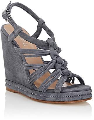 Barneys New York Women's Knotted-Strap Suede Platform-Wedge Sandals