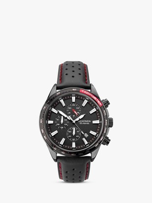 Sekonda 1787 Men's Chronograph Date Leather Strap Watch, Black