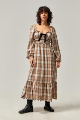 Urban Outfitters Brown Midi Dress Urban Outfitters Polka Dot Dress