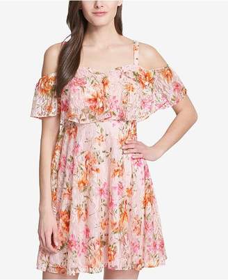 Kensie Floral Lace Cold-Shoulder Dress