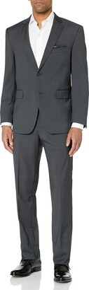 Louis Raphael Men's Two Button Side Vent Flat Front Slim Fit Suit