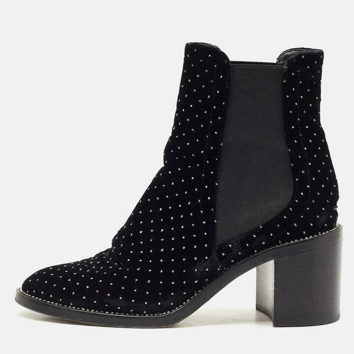 Jimmy Choo Black Velvet Crystal Embellished Ankle Boots Size 39