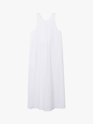 MANGO Criss Cross Strap Shift Midi Dress, White