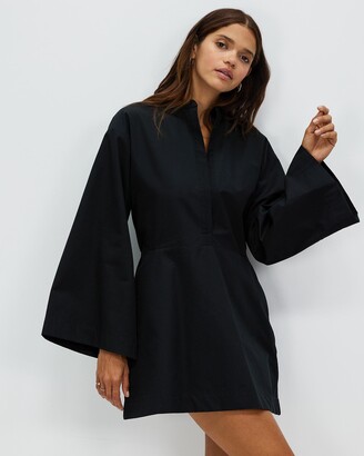 BONDI BORN Women's Black Mini Dresses - Eze Mini Cotton & Silk Dress - Size One Size, M at The Iconic