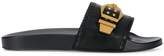 Thumbnail for your product : Versace Palazzo buckle top leather slides