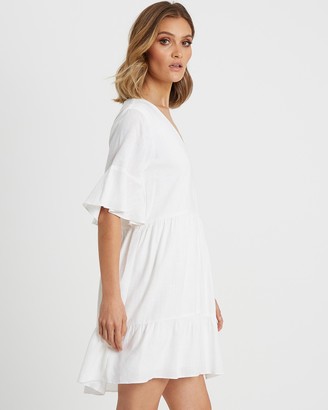 Calli - Women's White Mini Dresses - Sabine Mini Dress - Size 18 at The Iconic