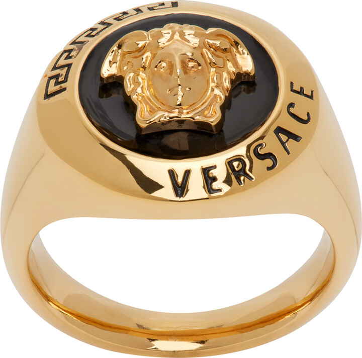 Versace Gold & Black Medusa Ring - ShopStyle Jewelry