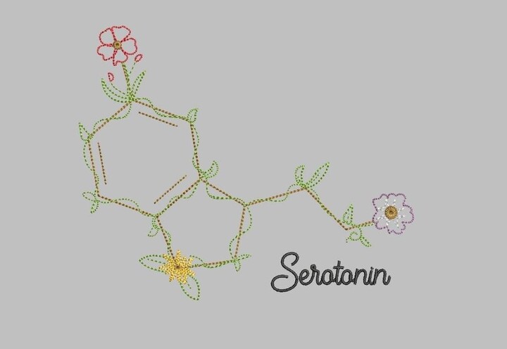 Serotonin Chemical Embroidered Waffle Weave Hand/Dish Towel