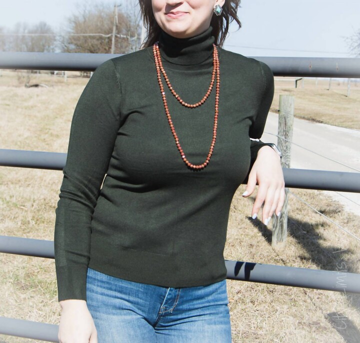Newself Collection Women's Long Sleeve Turtle Neck Pull Over Sweater In Olive