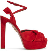 Thumbnail for your product : Aquazzura Movie Star Suede Platform Sandals - Red
