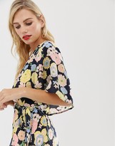 Thumbnail for your product : Liquorish wrap maxi dress with tie belt detail in retro floral print