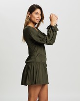 Thumbnail for your product : Atmos & Here Atmos&Here - Women's Green Mini Dresses - Camile Tie Sleeve Smock Mini Dress - Size 18 at The Iconic