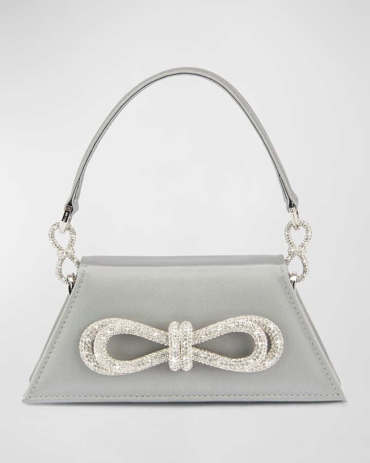 トートバッグ MACH & MACH Pastel light-blue satin small Cadeau handbag Art Deco Clutch Bag for Mother of the Groom, Teal Blue Silk