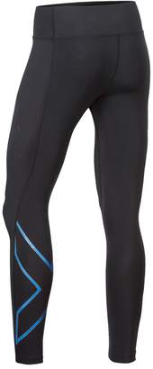 2XU Womens Bonded Mid Rise Compression Tights Black / Blue S