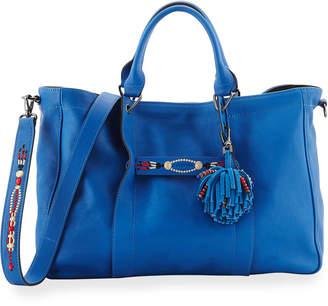 Longchamp 3D Massai Medium Leather Tote Bag, Blue