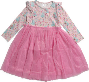 TJMAXX Nutcracker Christmas Long Sleeve Tutu Dress, Spandex/Cotton