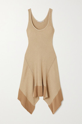 Stella McCartney Asymmetric Ribbed Organic Cotton-blend Dress - Beige