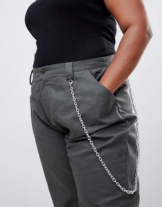 Missguided Plus plus chain detail cargo pants in khaki