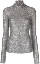 Thumbnail for your product : St. John Sequin-Embellished High-Neck Top