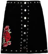 Thumbnail for your product : boohoo Clary Embroidered Studded Denim Skirt